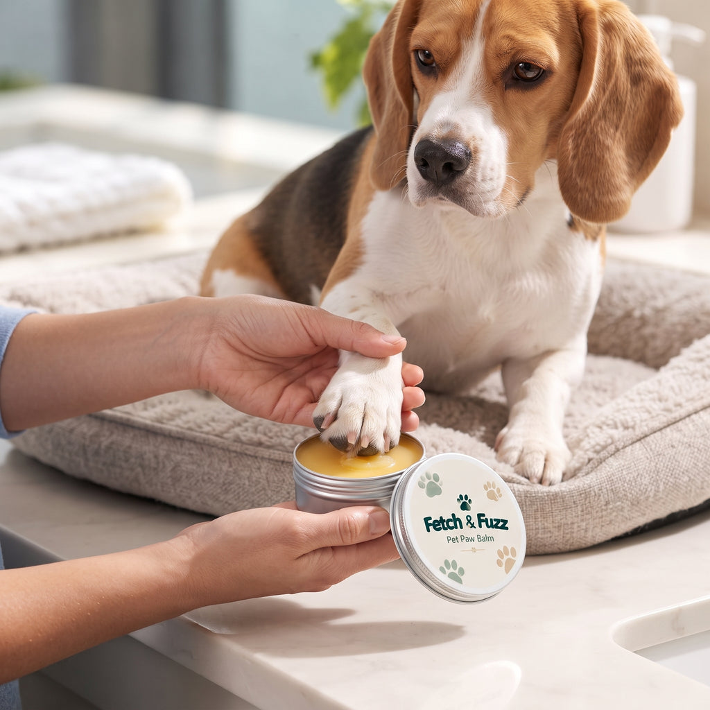 Fetch & Fuzz paw balm lifestyle shot