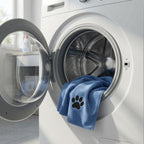 Dog drying towel paw print embroidery detail