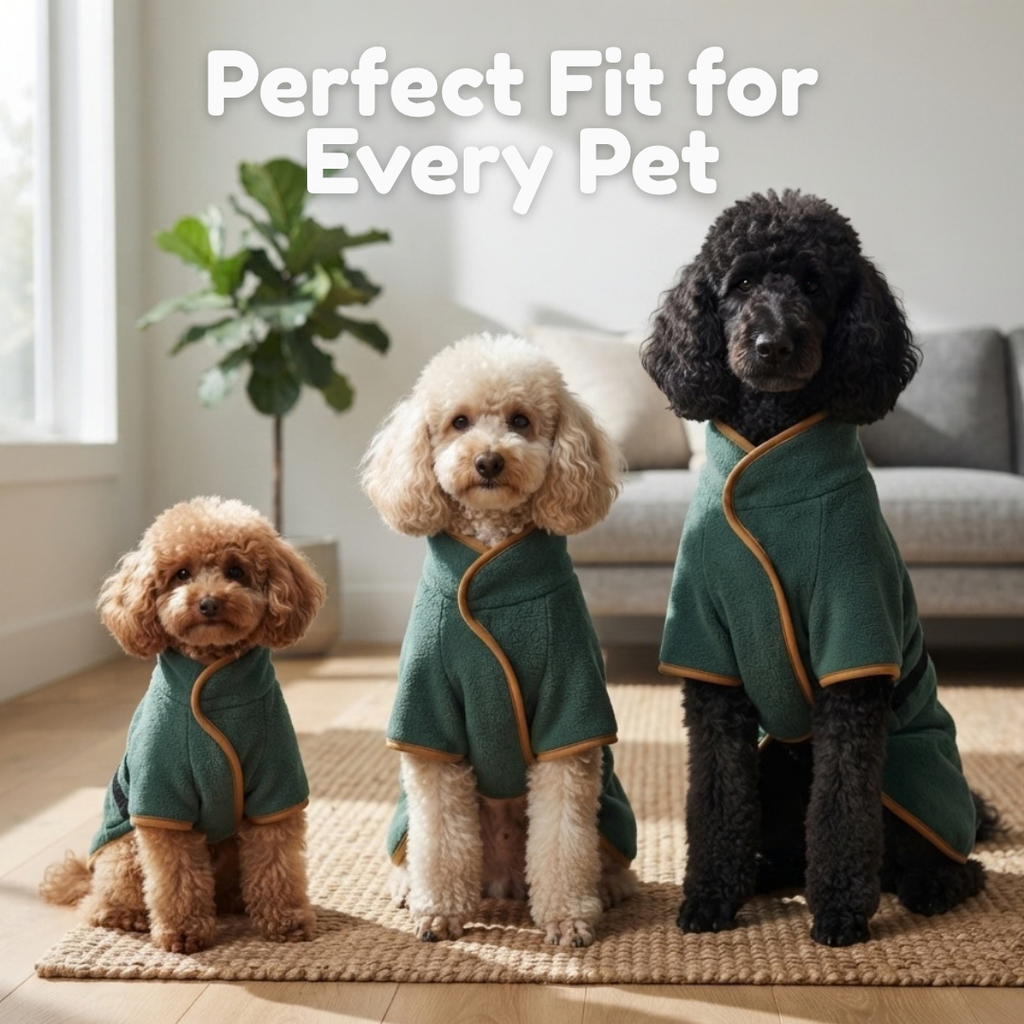 Dog bathrobe belt and fastening detail