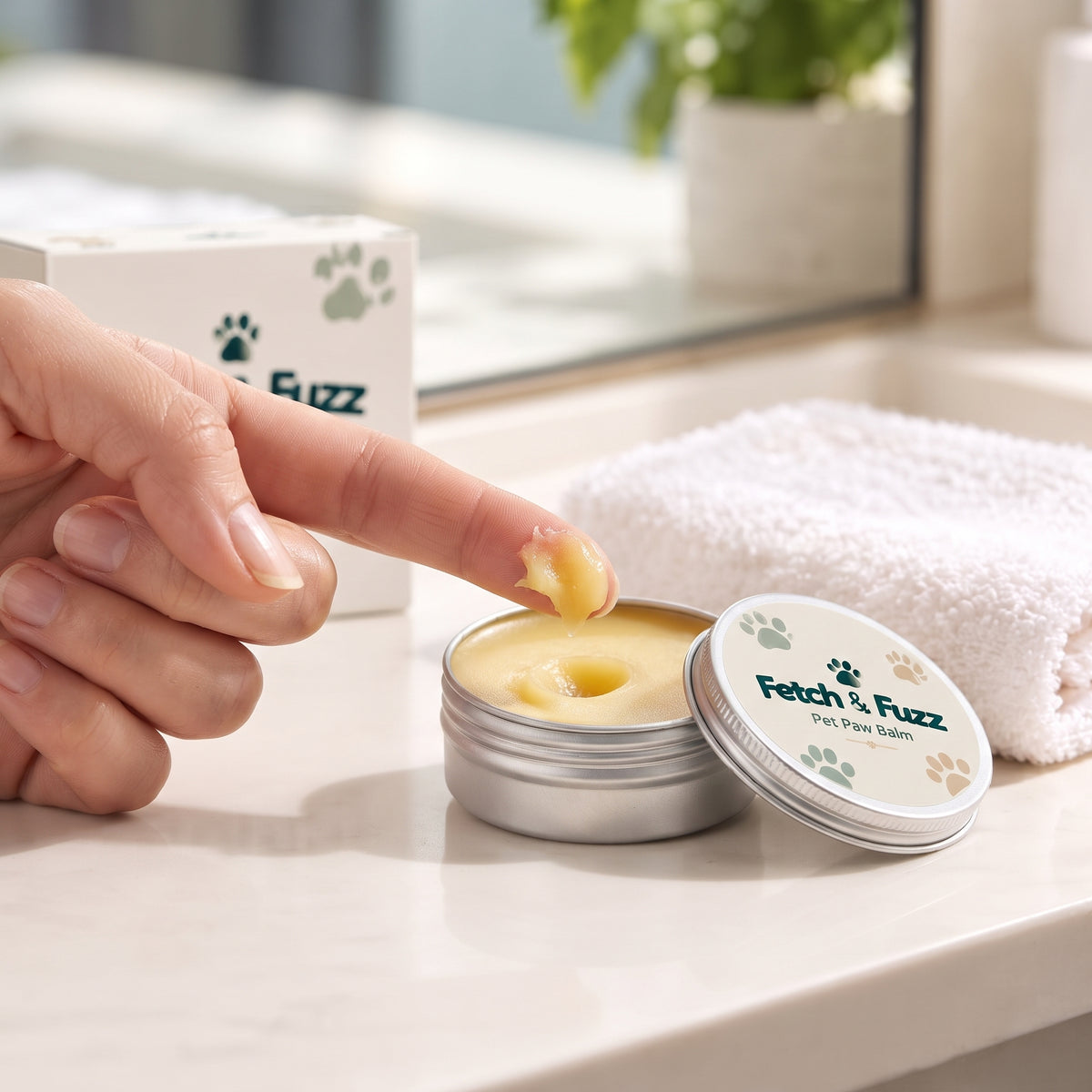 Fetch & Fuzz paw balm tin size reference