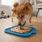 Dog licking spread from a Fetch & Fuzz lick mat