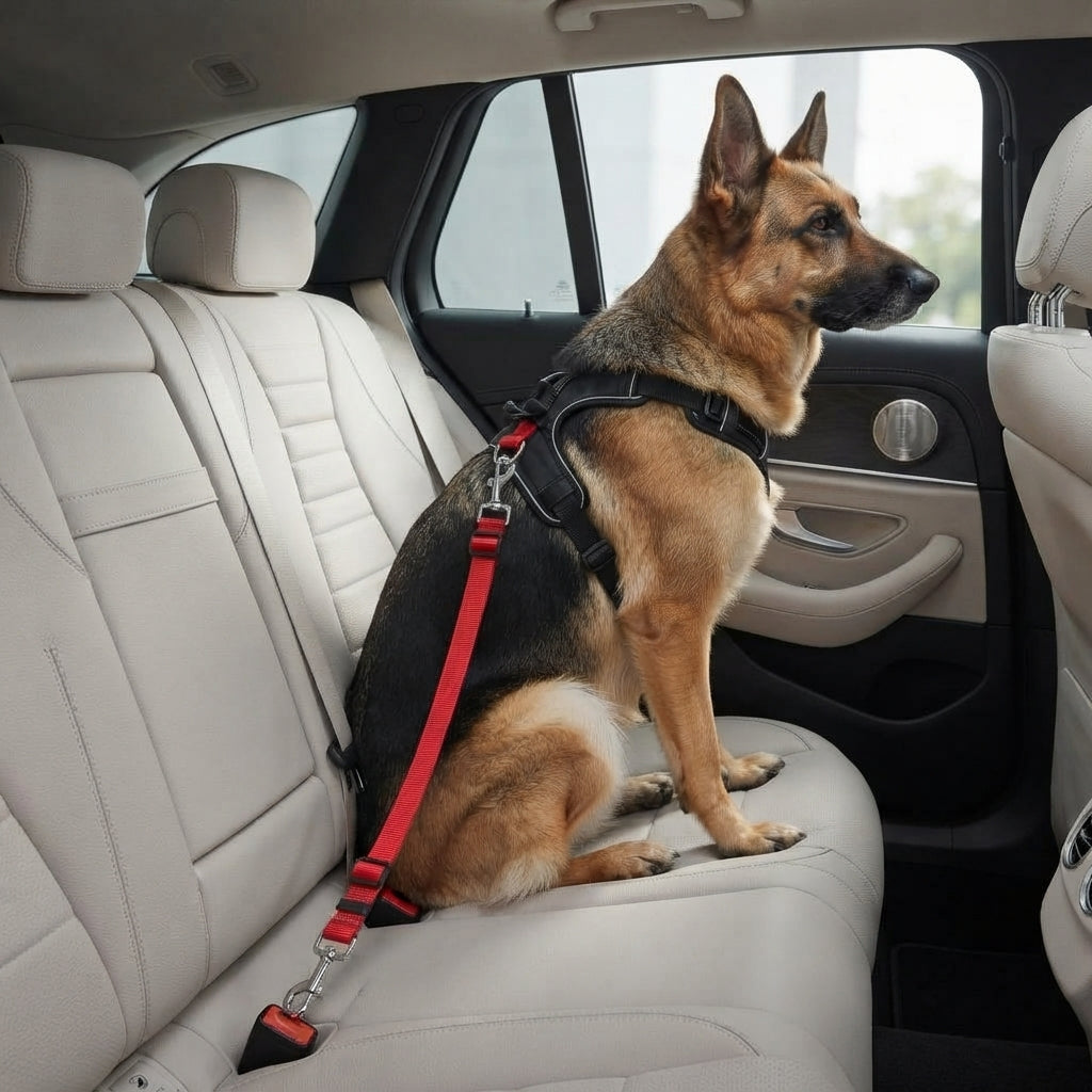 Dog car safety tether adjustment slider detail