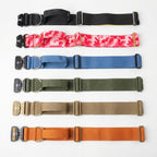 Tactical dog collar colour range laid flat showing buckle and D-ring