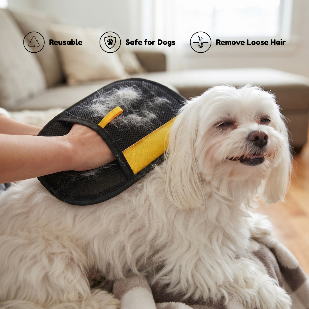 Pet hair mitt microfibre side close-up