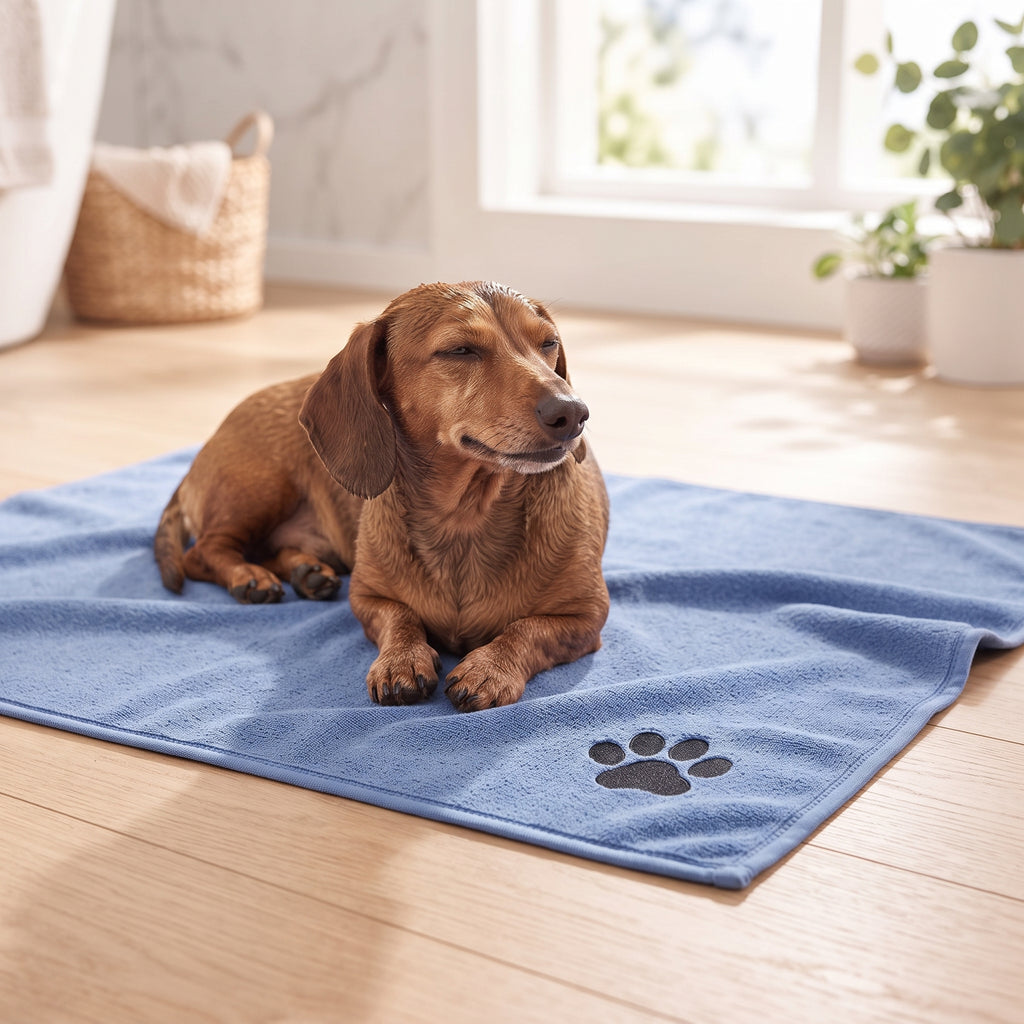 Microfibre dog drying towel after a bath