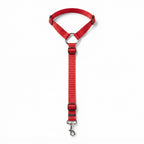 Fetch & Fuzz dog car safety tether in red, adjustable with snap hook