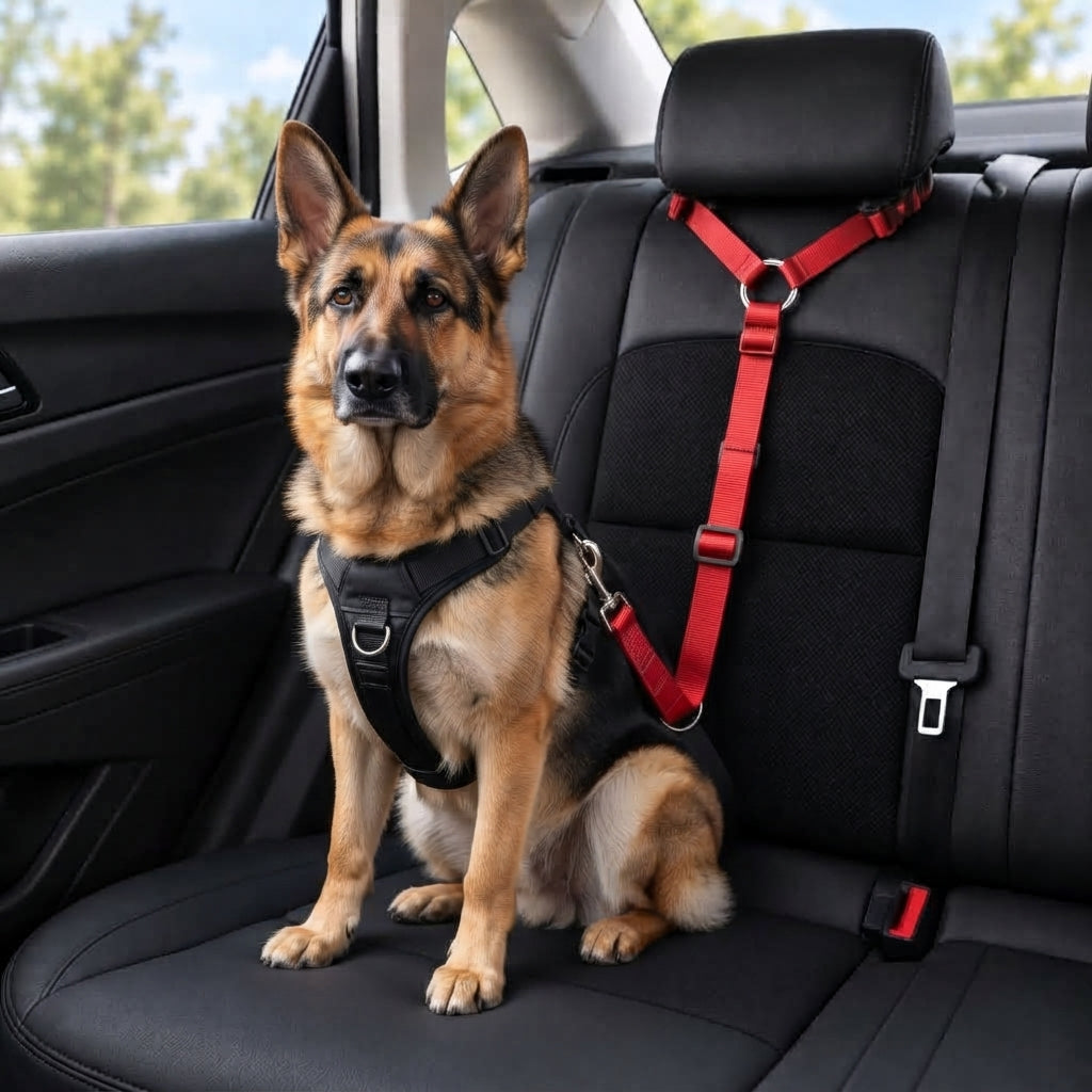 Dog car safety tether snap hook detail