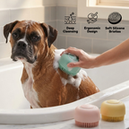 Dog shampoo brush silicone bristle close-up