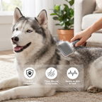 Slicker brush being used on a dog's coat