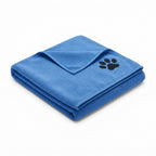 Fetch & Fuzz microfibre dog drying towel in blue with paw print