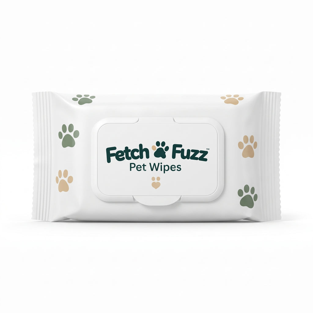 Fetch & Fuzz pet wipes resealable pack for cleaning dog paws