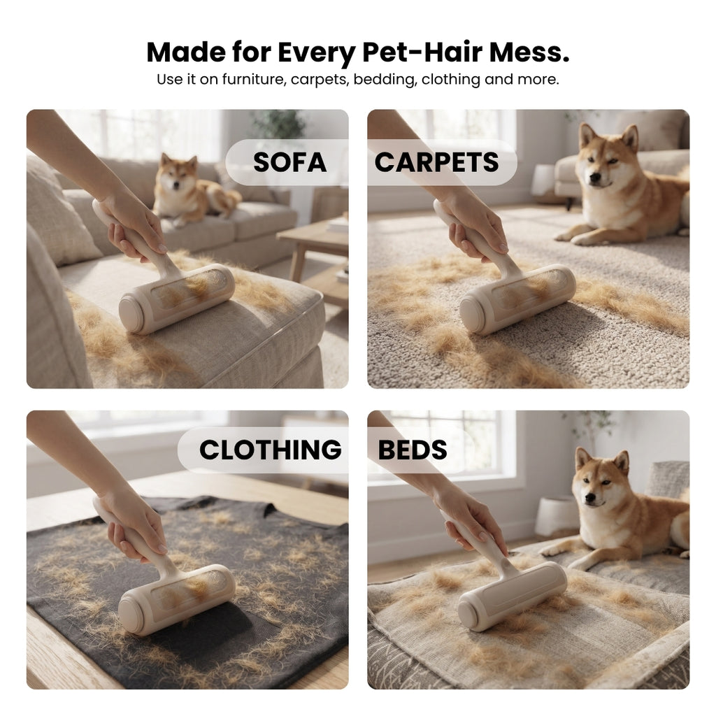 Works on sofas, carpets, clothing and pet beds