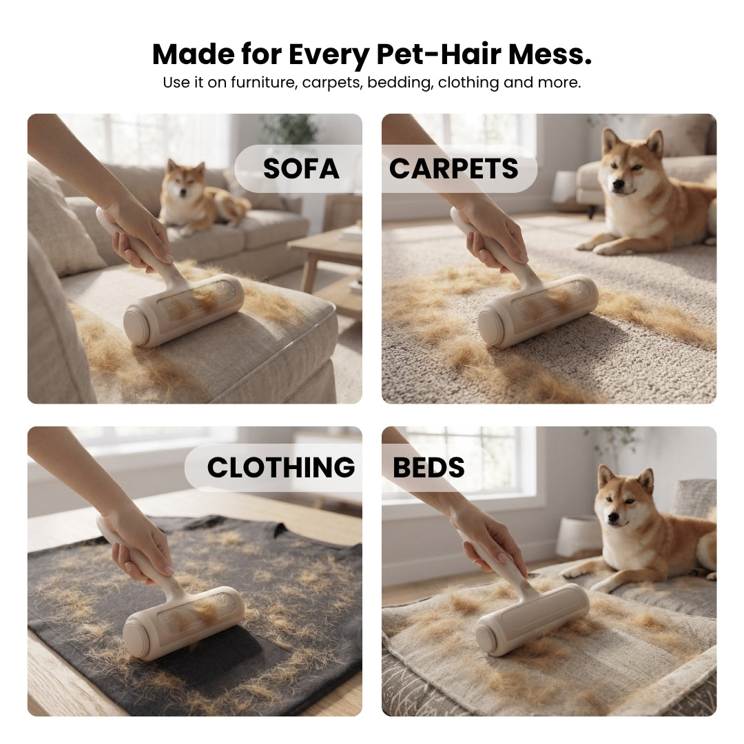 Works on sofas, carpets, clothing and pet beds