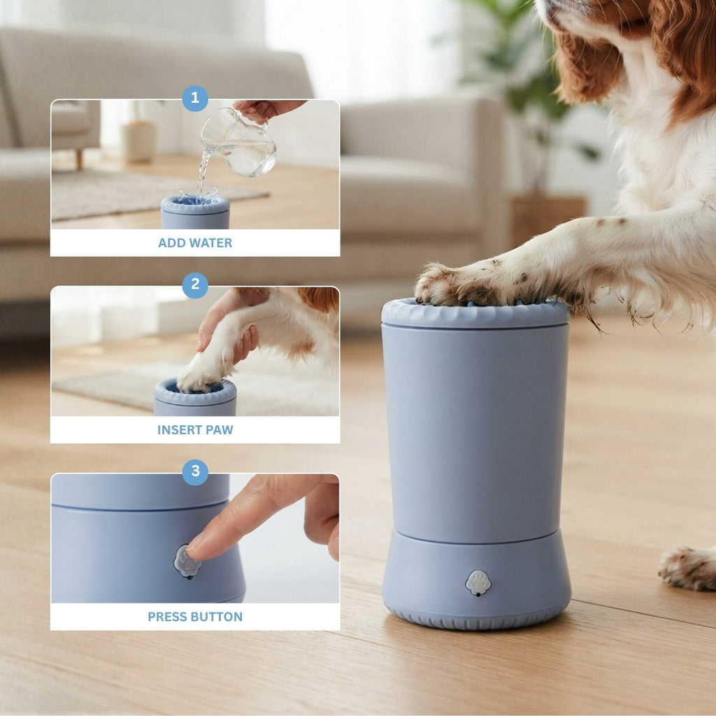 How to use in three steps: add water, insert paw, press the button