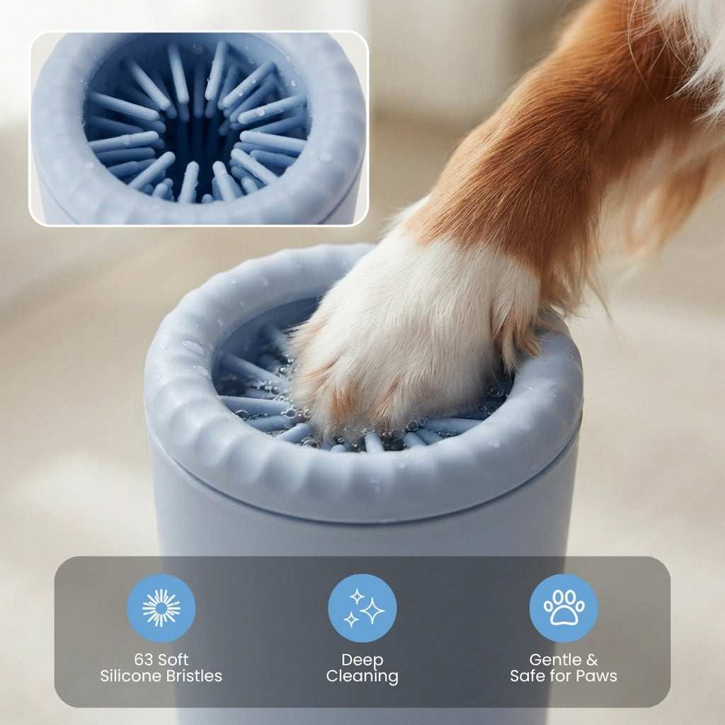 63 soft silicone bristles for deep cleaning, gentle and safe on paws