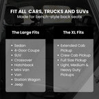 Fits cars, trucks and SUVs with bench-style back seats - Large and XL sizing guide